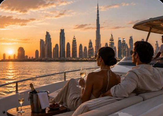 Sunset sail past the Dubai skyline