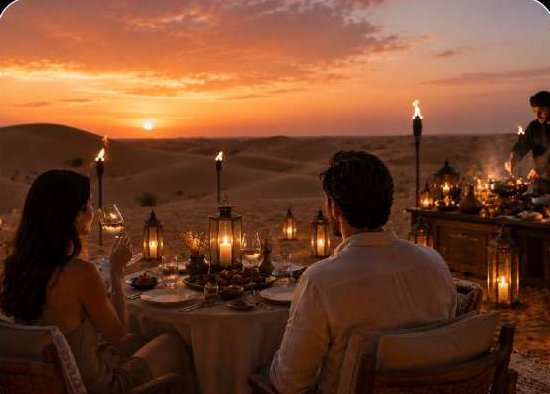 Desert dinner at sunset